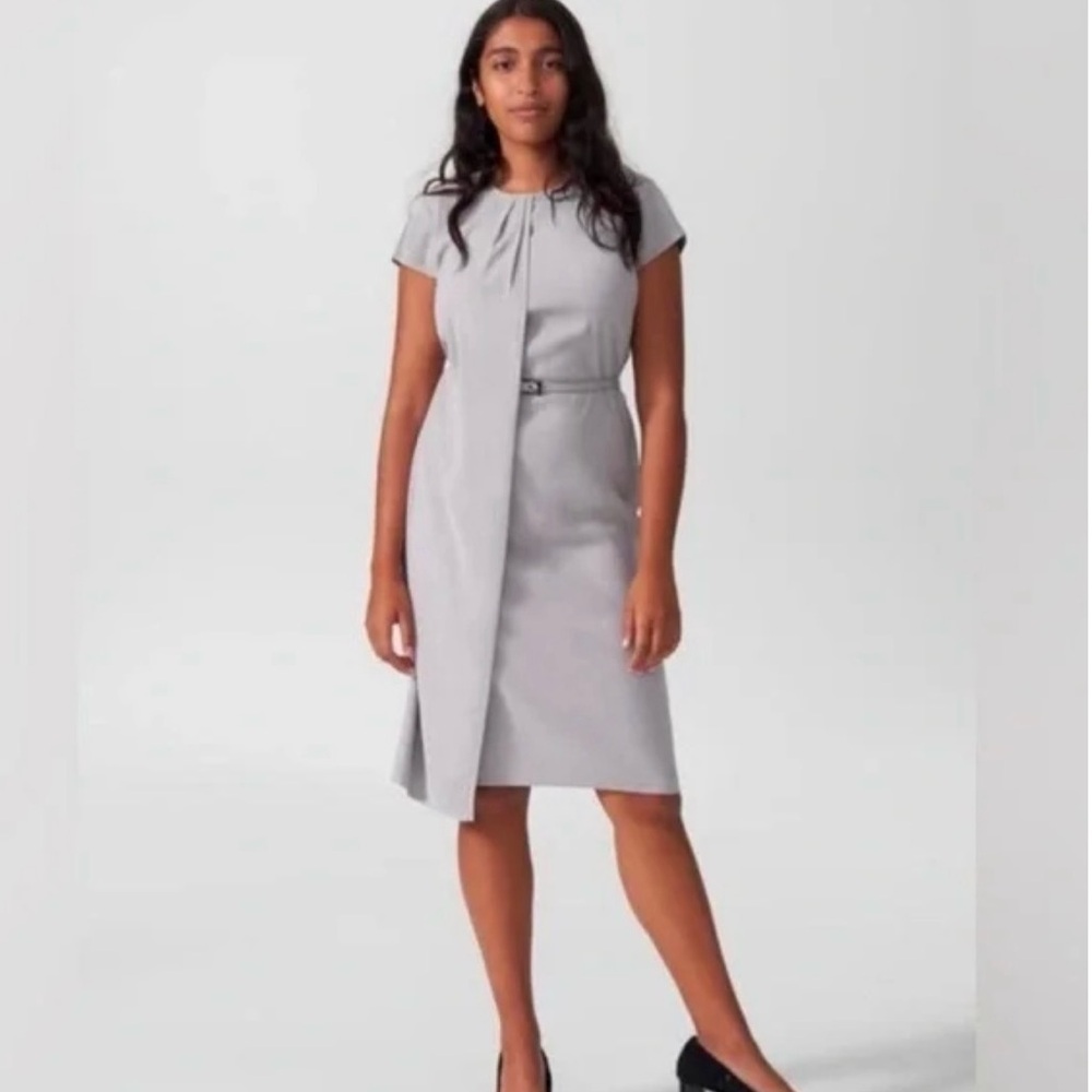 Universal Standards Vesper Polina Dove Gray Drape Dress Workdress NO BELT